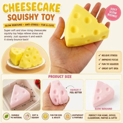 Jucarie antistres fidget cheesecake squishy, multicolor, 10x10cm