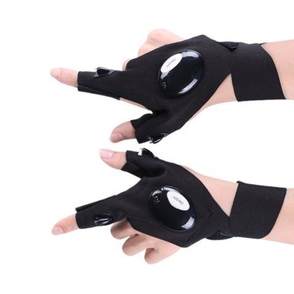 Manusi sport barbati, cu iluminare LED, impermeabile, Material foarte respirabil si elastic, dimensiune reglabila, versatil, usor de utilizat, marime unica se potriveste tuturor, negru