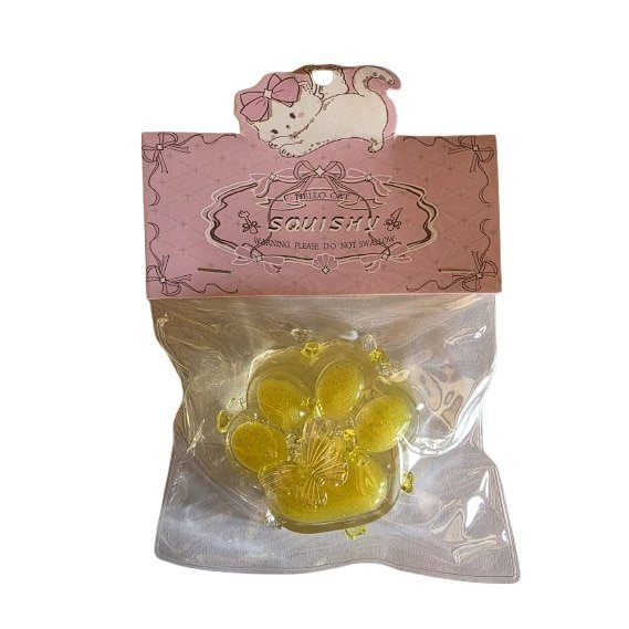 Labuta Pisica squishy moale VICTINY®, transparent /galben, 7x6 cm