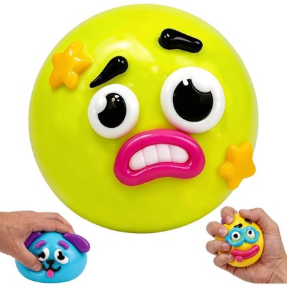 Minge squishy verde neon cu fata furioasa si accente galbene 10x10cm