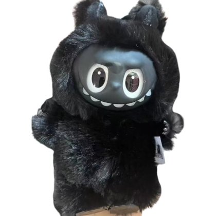 Jucarie plus, breloc pentru ghiozdan, geanta si chei, pufos si dragalas, model black