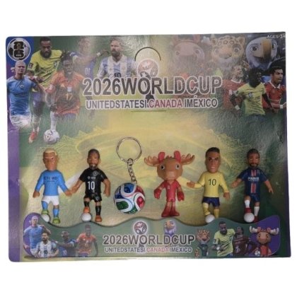 Set 6 figurine mascote fifa2026 worlcup VICTINY® 10 cm multicolor ( pachetul contine 4 fotbalisti 1 mascota canada si 1 breloc minge)