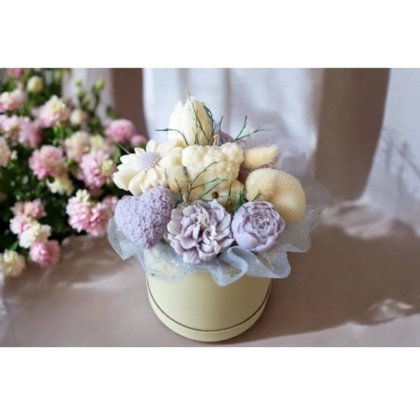 Aranjament floral din ceară de soia parfumat, set, flori naturale uscate, multicolor
