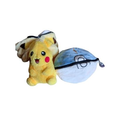 Jucarie de plus minge pikachu plus moale 2 forme Dimensiuni 35 cm alb/rosu /albastru / galben
