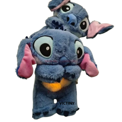 STITCH de Plus Interactiv cu Efecte Luminoase si Muzicale, Functie de Imitare a Respiratiei, Pentru Copii, Jucarie bebelusi, Gri, Partener de Joaca cu Functie de Imbunatatire a Somnului 25cm, albastru