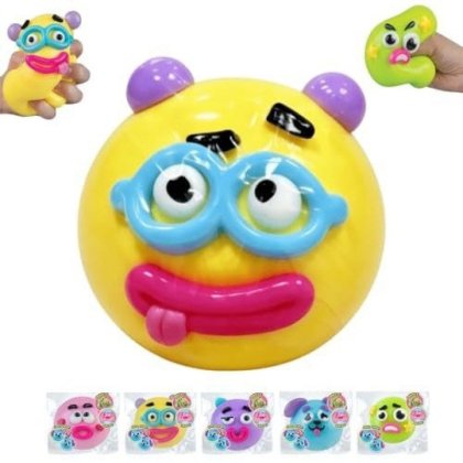 Jucarie interactiva copii, Dog Face Swap Squishy, moale, galben