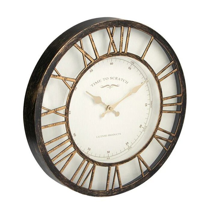 Ceas de perete decorativ Kopenpal, Bronz, Sticla/Plastic, 40,6x5 cm