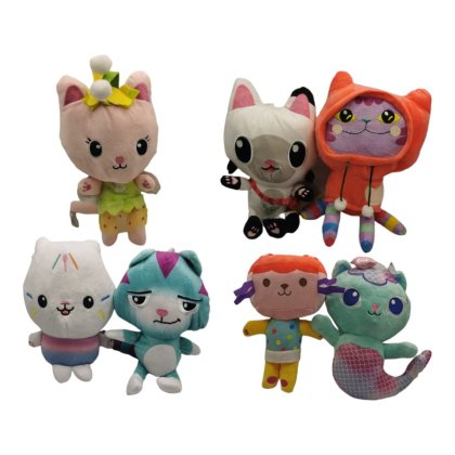 Set 7 Jucarii de plus, Gabby's Dollhouse, 20-25 cm, multicolor