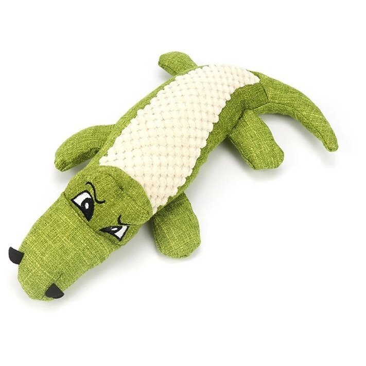 Jucarie crocodil din plus, pentru caini, 30 cm, Verde