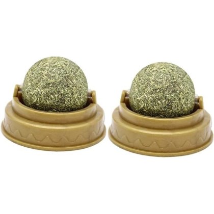 Set 2 Bile cu Catnip pentru Curatarea Danturii, Maro, Rotative