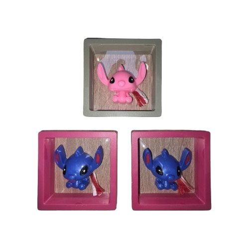 Set 3 Martisoare din sapun parfumat si flori criogenate VICTINY® albastru/roz 4 cm, in cutie vitrina alba cu snur ( turnate si pictate manual )