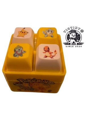 Jucarie interactiva breloc VICTINY pentru copii, culoare GALBEN mini tastatura anti-strescu animatii favorite, 4 taste cu sunte si lumini