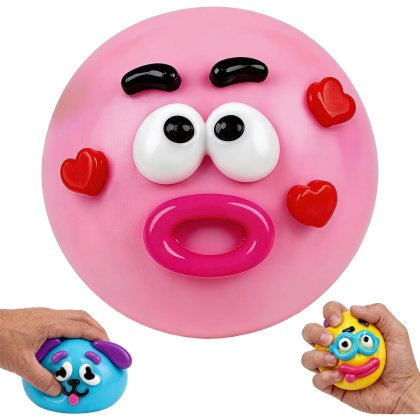 Minge antistres squishy, jucarie senzoriala cu piese faciale detasabile, din material tpr non-toxic cu revenire lenta, Roz, 1 buc
