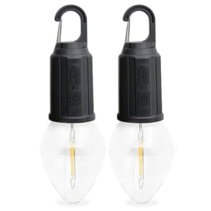 Set 2 Becuri pentru Camping VICTINY®, Reincarcabile, 3 Moduri Iluminare, 17.8 x 6cm, Negru/Alb