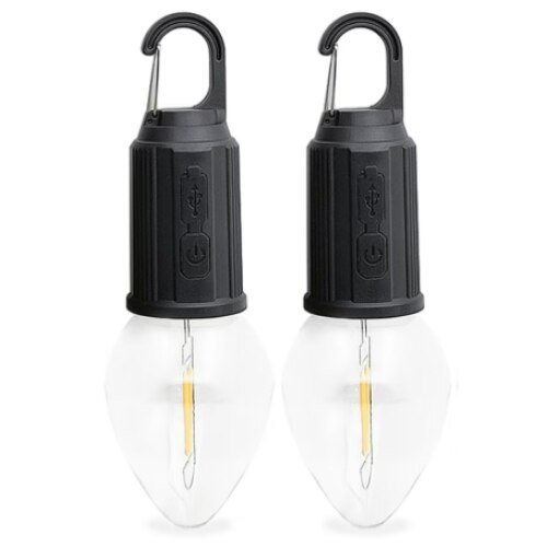 Set 2 Becuri pentru Camping VICTINY®, Reincarcabile, 3 Moduri Iluminare, 17.8 x 6cm, Negru/Alb