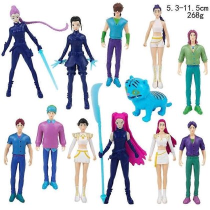 Figurina K-Pop Demon Hunters Rumi Mira Zoey, set 12pcs, tema muzicala, PVC, multicolor, 12cm