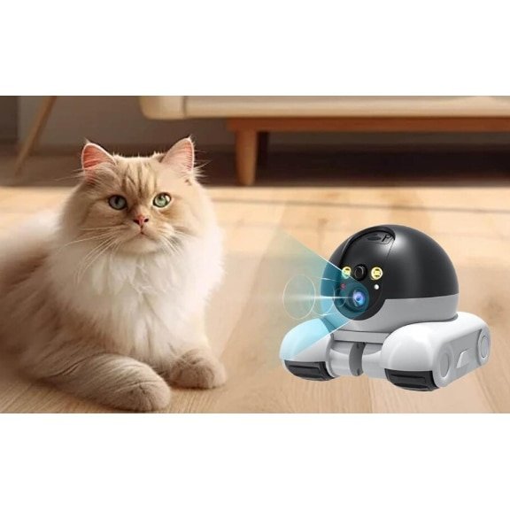 Camera de supraveghere de interior pentru animale de companie, 1080P, dual lens, 360° monitorizarea plicatie mobila, monitor wireless pentru caini/pisici/bebelusi, versiune WiFi, conversatie bidirectionala, vedere nocturna, detectare misca
