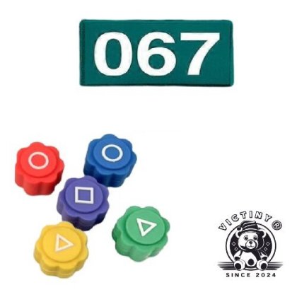 Set 2 jocuri Gonggi si Emblema, patch-uri numar jucator 067 jocul calamarului verde