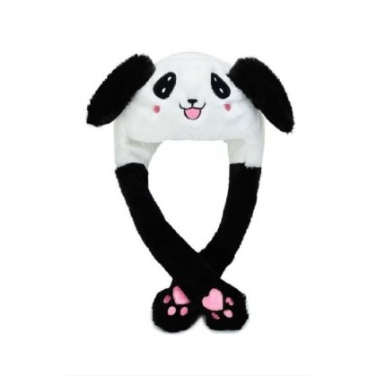 Caciula cu urechi miscatoare pufoasa si llumini color VICTINY® alba panda