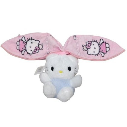 Jucarie de plus hello kitty, Moale si Catifelat, 20 cm, alb /roz/albastru