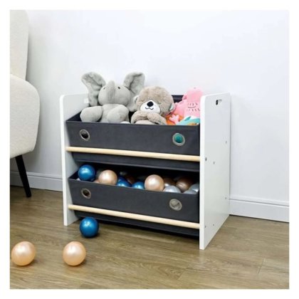 VICTINY® Raft din lemn MDF cu 2 rafturi textile 55 x 35 x 50 cm