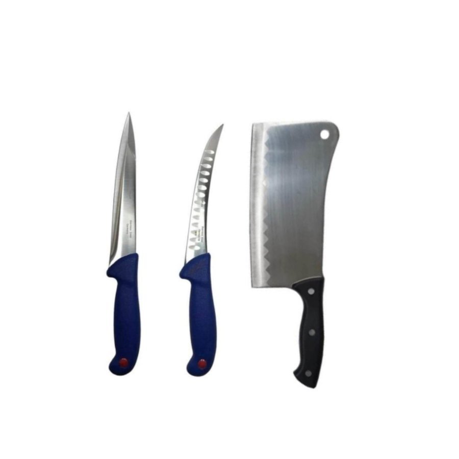 Set cutite profesionale de macelarie, transat, injunghiat, filetat, dezosat, 2 cutite, satar ct235
