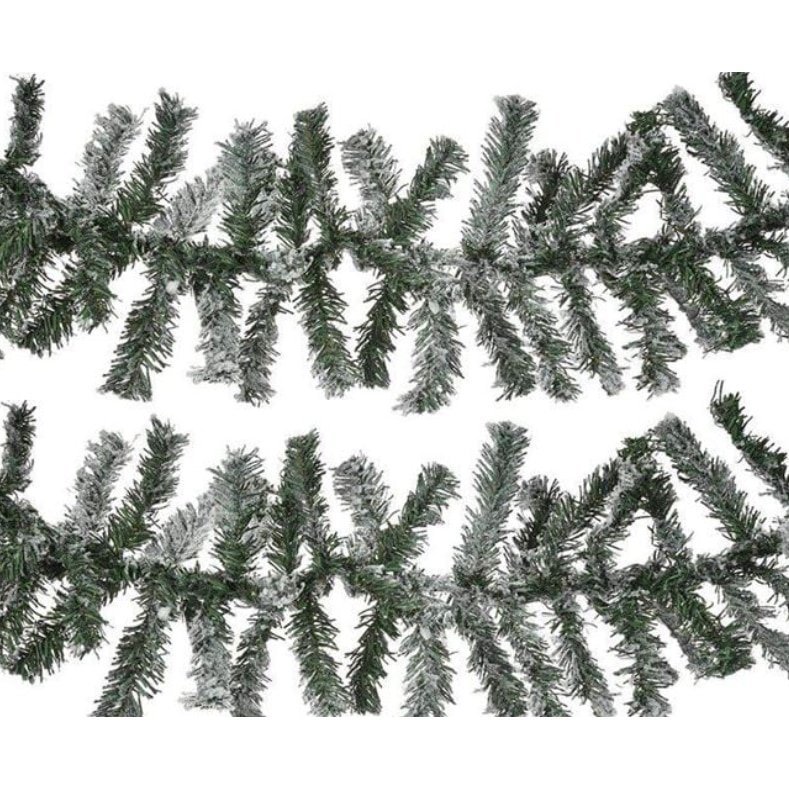 Ghirlanda de Craciun artificiala VICTINY®, verde cu varfuri albe, PVC, 240 cm