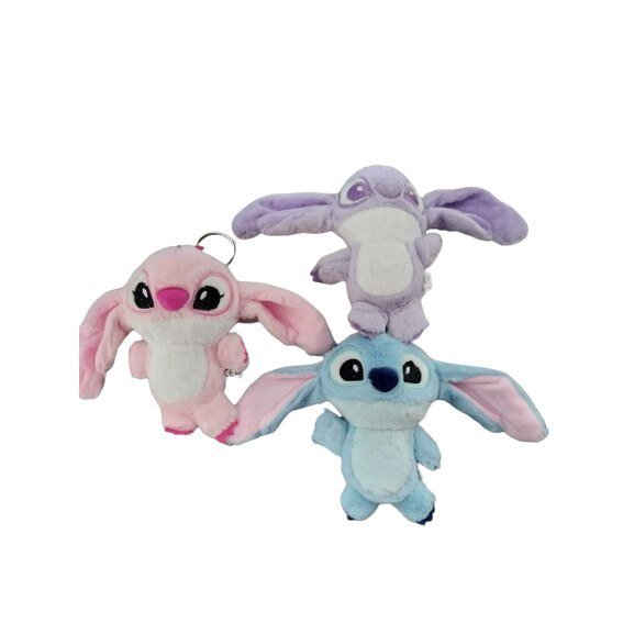Set 3 lilo stich angela jucarie plus VICTINY® albastru / roz / mov 13 cm/ 13 cm