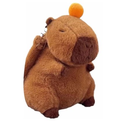 Jucarie de plus Tip Rucsac, Plus,, capibara cu potocala VICTINY® maro 35x28 cm