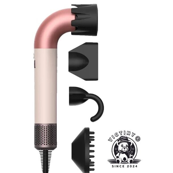 Uscator de par profesional VICTINY®, uscarea rapida, nucleu ceramic, ioni negativi, 11000RPM, 6 capete de inlocuire