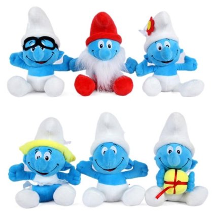Set 4 Strumfii plus VICTINY® 23 cm, albastru/alb