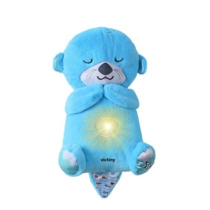 Jucarie de plus, vidra stralucitoare si sunete, papusi muzicale adormite, VICTINY® 32cm, albastru