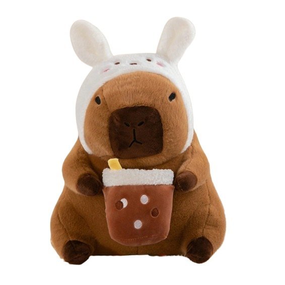 Jucarie de plus capibara cu pahar VICTINY® maro 23 cm