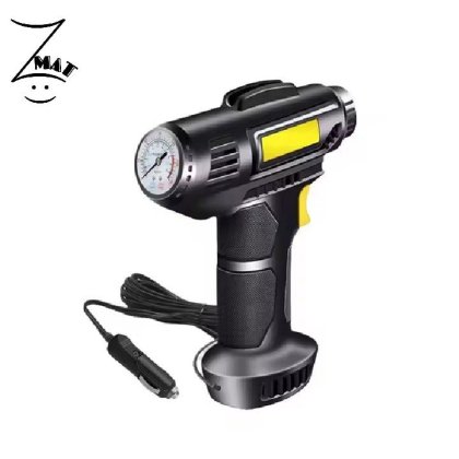 Compresor Auto ZMAT®, portabil, 12V, Manometru, 10 BAR, Lumina Led, Alimentare bricheta auto, negru
