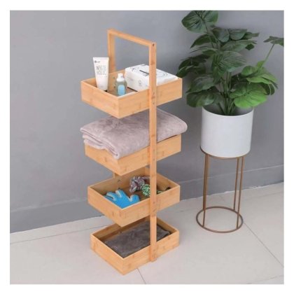 VICTINY® Raft cu 4 rafturi si maner pentru baie 32 x 24 x 98 cm