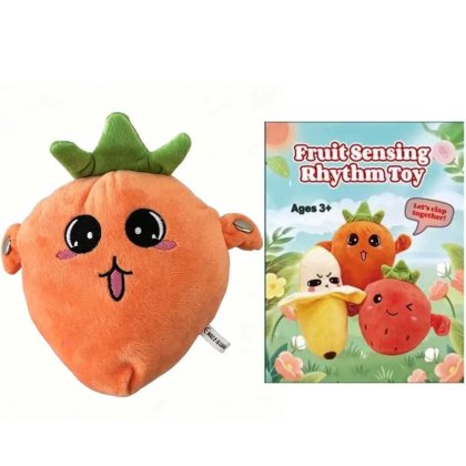 Jucarie interactiva din plus "Fruit Sensing Rhythm Toy", forma de morcov portocaliu, sunete si functie de raspuns la atingeri