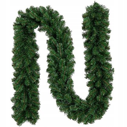 Ghirlanda Artificiala Decorativa de Craciun, cu 242 Crengute de Brad, lungime 280 cm, culoare Verde