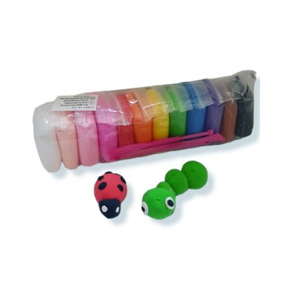 Set Plastilina Inteligenta, Magic Clay, 12 Pungi, Safe, cu Accesorii de Modelare, Multicolor 12 culori, + 2 ani