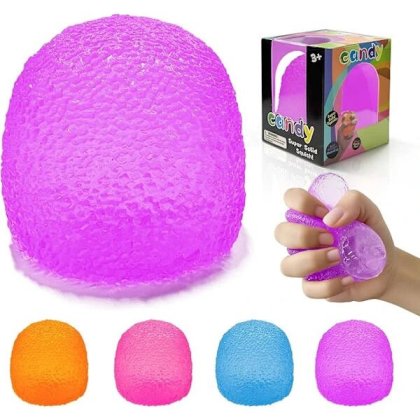 Jucarie antistres, minge senzoriala Candy din silicon de inalta calitate, textura solida, 5,5 cm, mov, 1 buc