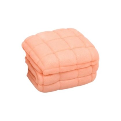 Jucarie squishy antistres crunchy model patura / quilt, culoare roz, 6 cm