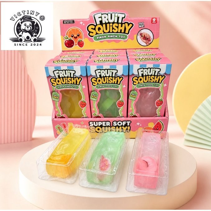 Jucarie Squishy Antistres TIP CUB DREPTUNGHIULAR CU FRUCTE – Jucarie Senzoriala SILICON CU UMPLUTURA TPR SI FRUCTE Elastica pentru Copii si Adulti 1 buc RANDOM