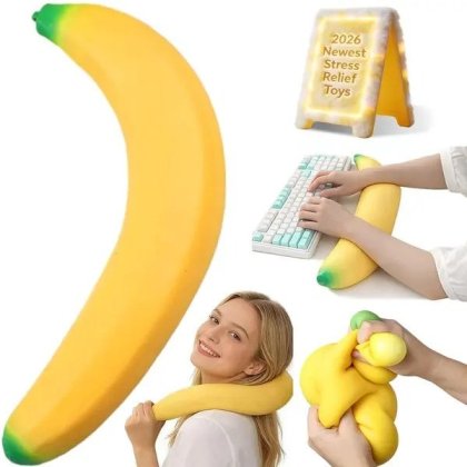 Jucarie antistres banana VICTINY 38cm galben set 2 bucati