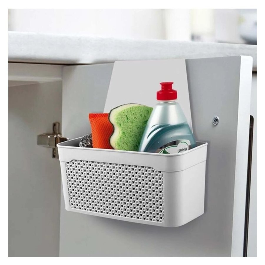 VICTINY® Cos organizator suspendat din plastic alb pentru dulap 24 x 13 x 24 cm