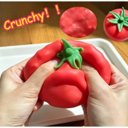 Jucarie squishy antistres crunchy model rosie / tomato, culoare rosu, 5.5 cm