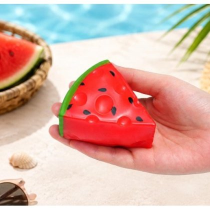 Jucarie squishy antistres crunchy model pepene rosu felie, culoare rosu, 7 cm