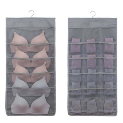 VICTINY® Husa organizatoare lenjerie intima cu umeras Gri 40 x 80 cm