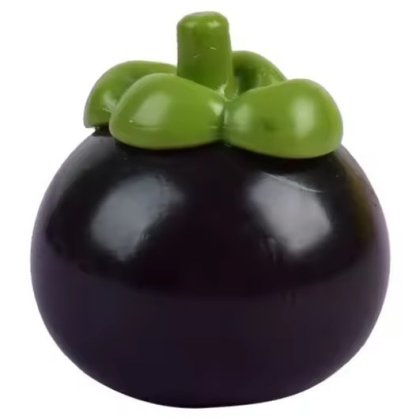 Jucarie squishy antistres crunchy model vanata / Mangosteen, culoare maro / negru, 6 cm
