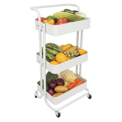 VICTINY® Raft de bucatarie din metal alb cu 3 niveluri, 44 x 36 x 82 cm