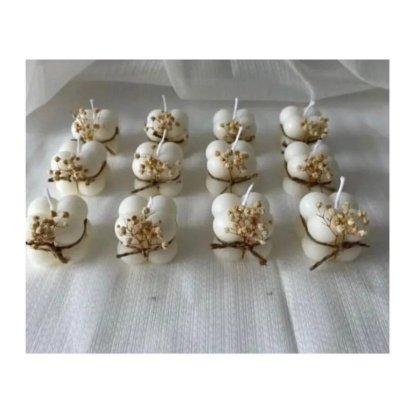 Set de 10 marturii nunta sau botez, VICTINY®, ceara de soia naturala, alb