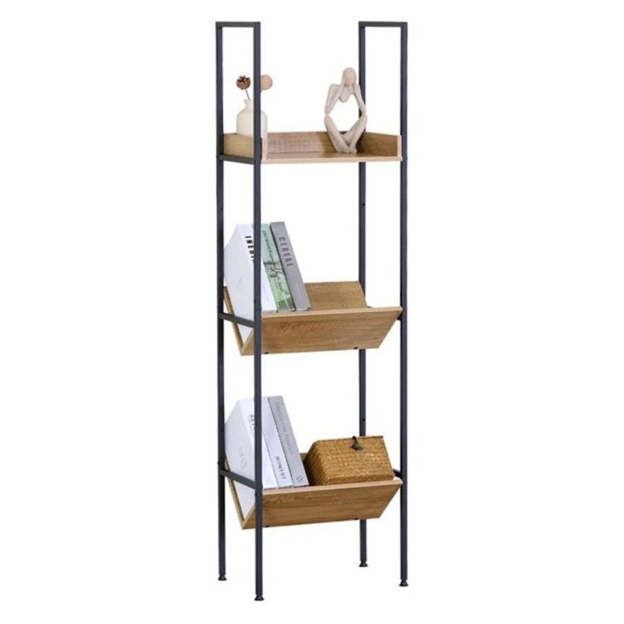 VICTINY® Raft metalic - Biblioteca cu 3 rafturi din stejar 40 x 27 x 150 cm